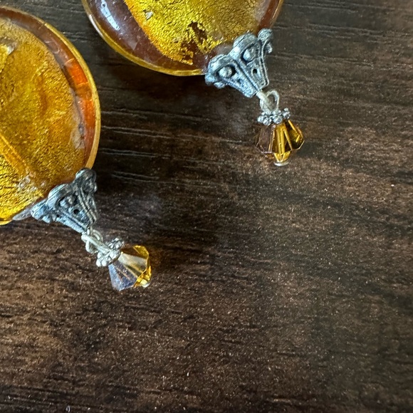 Handcrafted Lampwork Glass and Swarovski Crystal Earrings - Picture 3 of 3